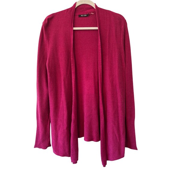 Nic+Zoe Hot Pink Open Front Lightweight Knit Cardigan Sweater Womens Size M - Picture 9 of 9
